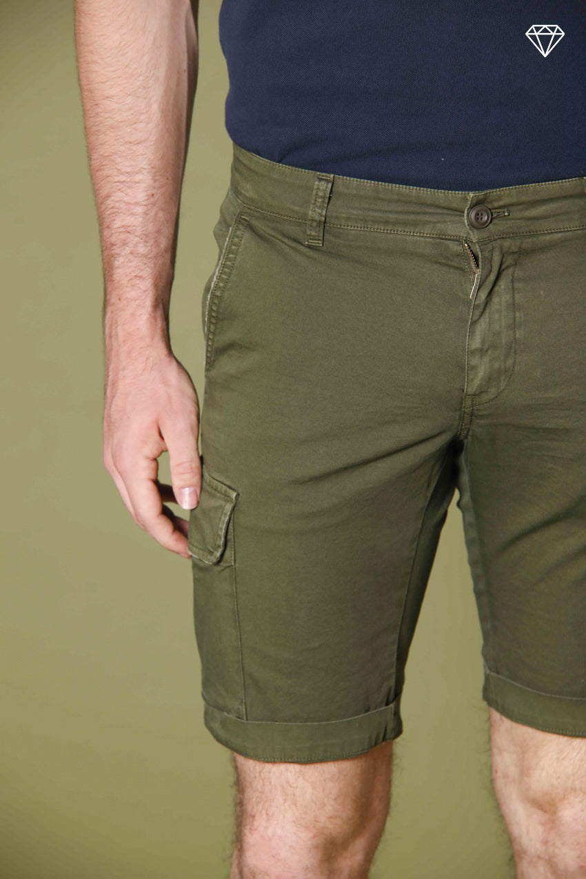 Chile men's cargo bermuda in stretch satin slim fit ①
