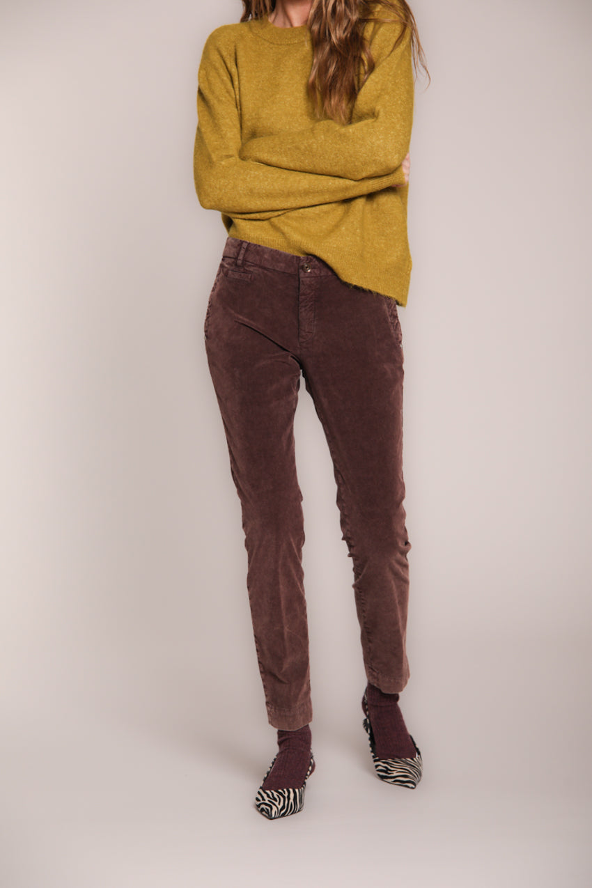 Foto 1 Jaqueline Archivio pantaloni chino donna in velluto 1000 righe slim fit