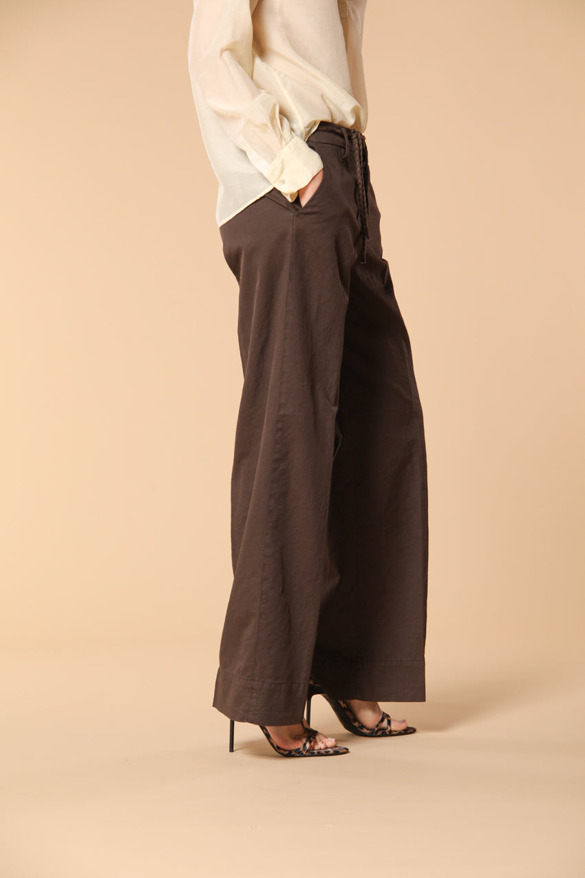 New York Studio Damen Chino Hose aus Baumwoll-Leinen-Twill Wide Leg