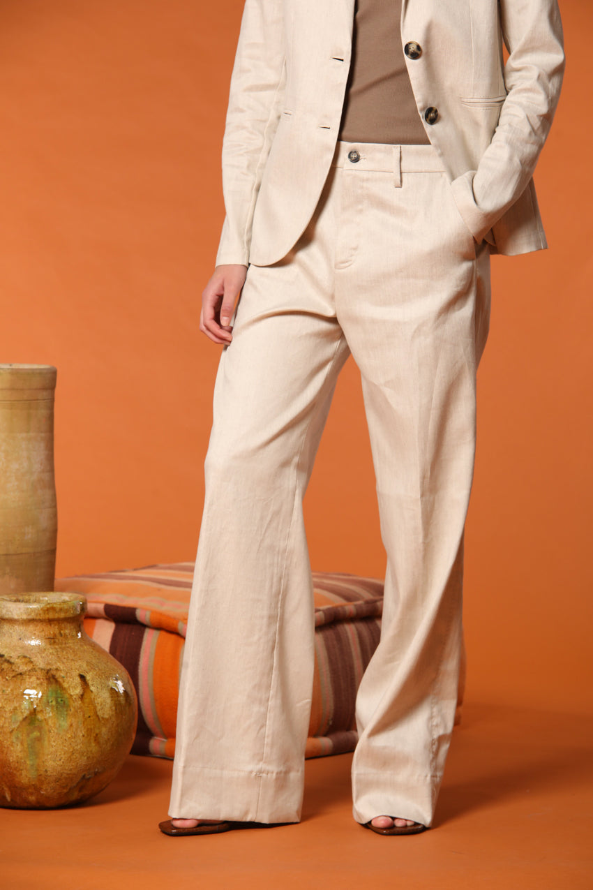 New York Studio Damen Chino Hose aus Baumwoll-Leinen-Twill in Wide Leg