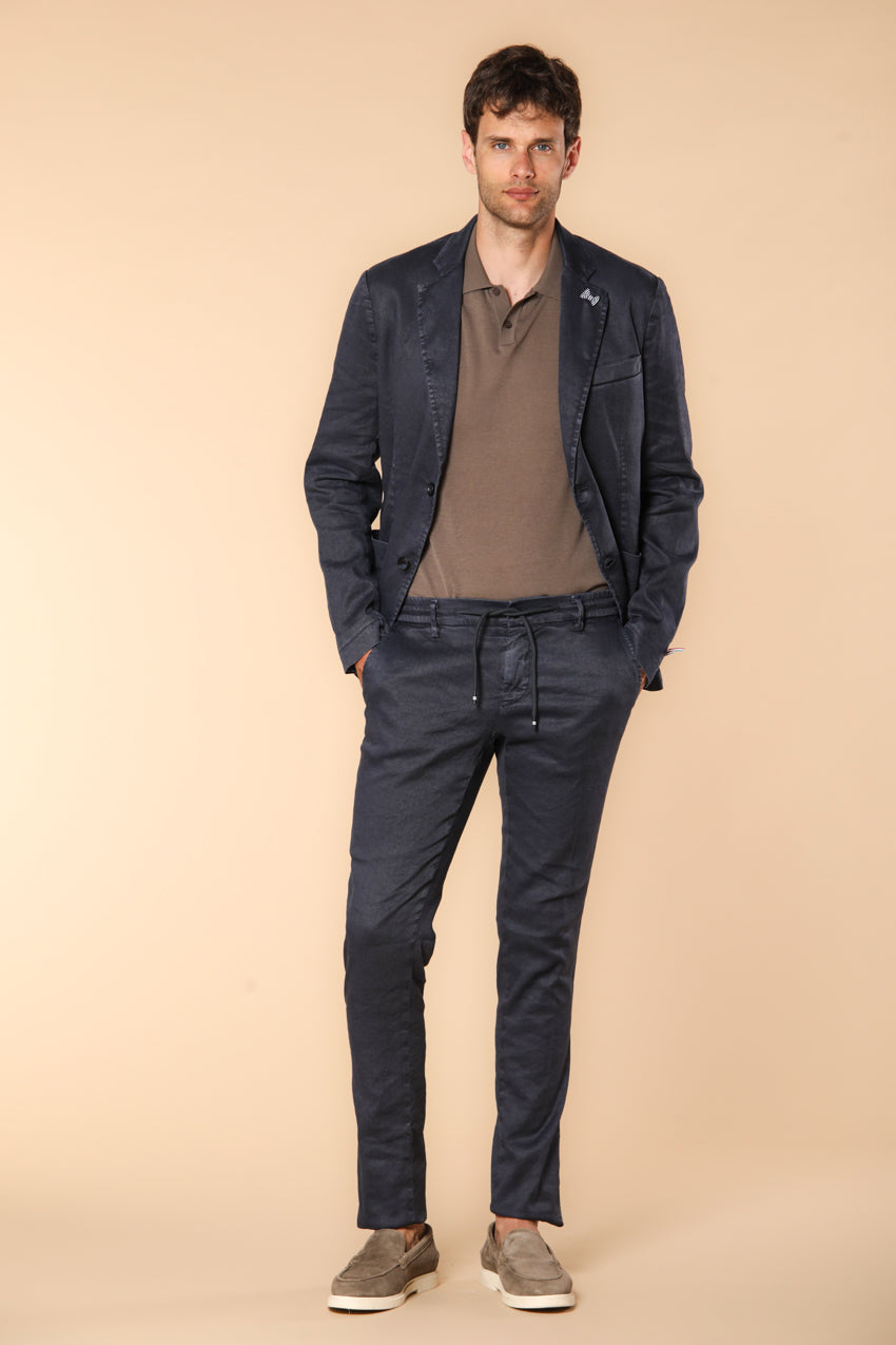 Milano Jogger pantalon homme en twill de lin et coton Extra Slim Fit