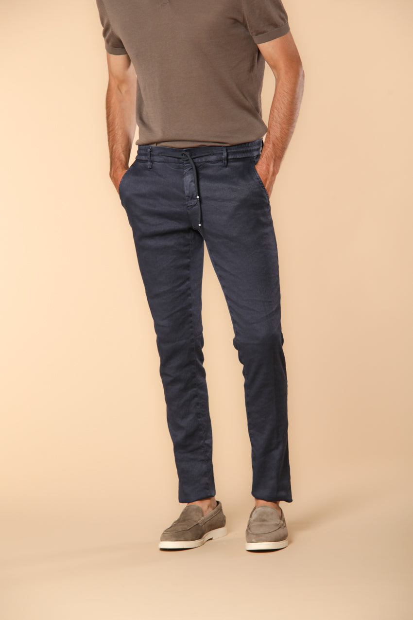 Milano Jogger pantalon homme en twill de lin et coton Extra Slim Fit