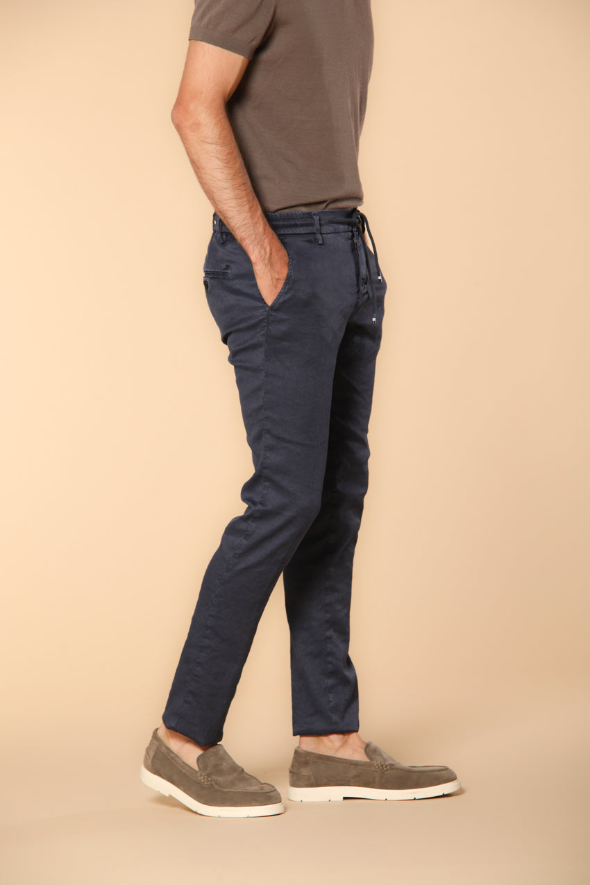 Milano Jogger pantalon homme en twill de lin et coton Extra Slim Fit