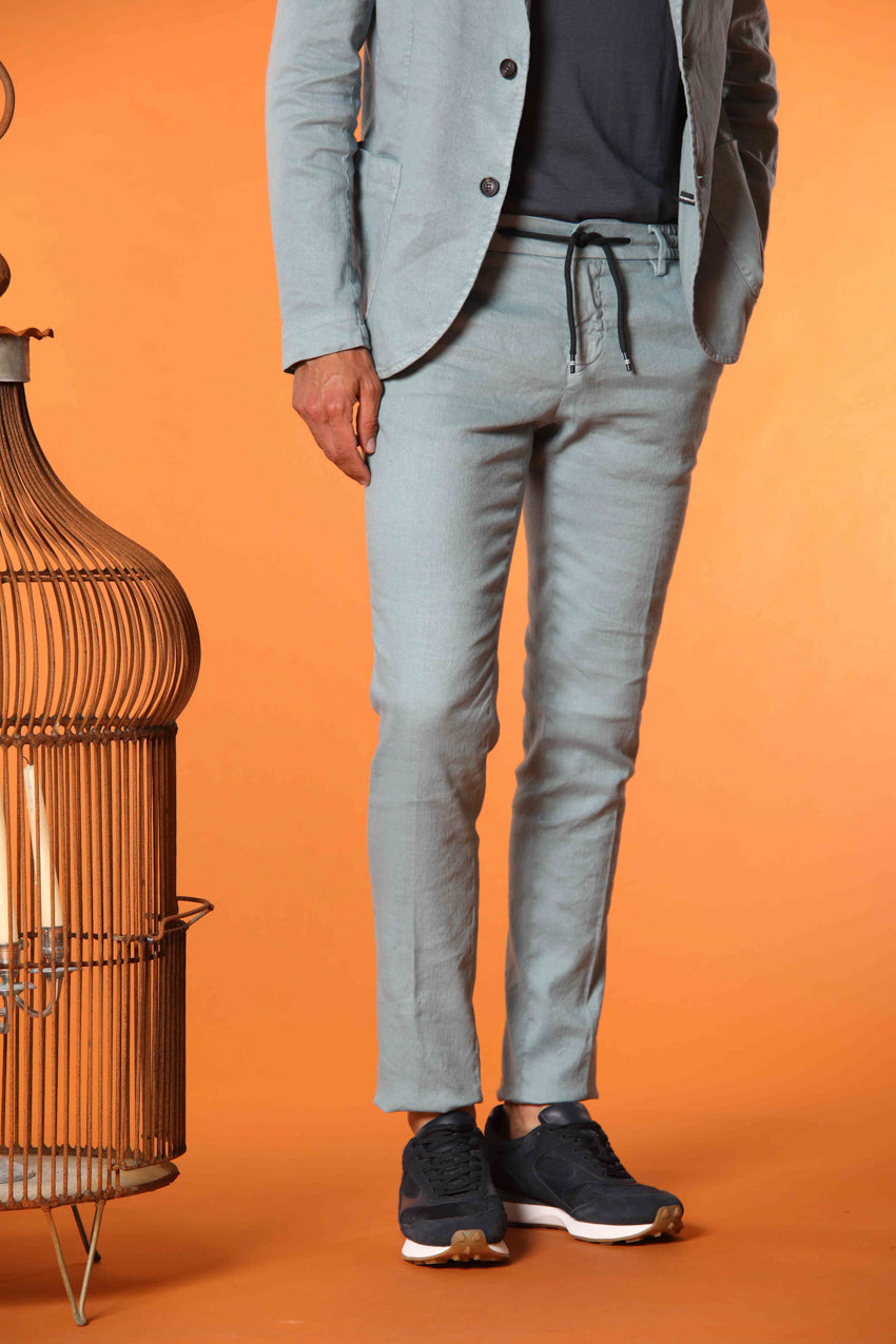 Milano Jogger pantalon homme en twill de lin et coton Extra Slim Fit