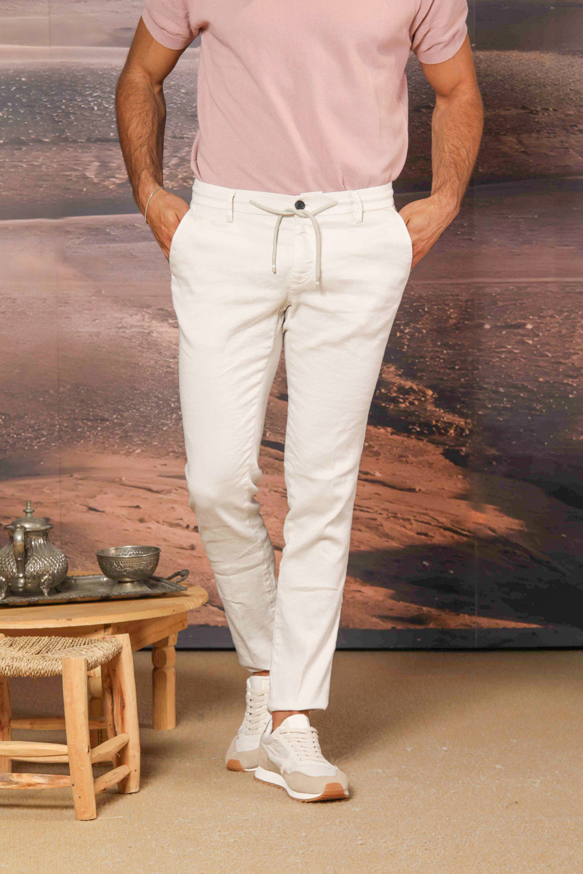 Milano Jogger pantalon homme en twill de lin et coton Extra Slim Fit