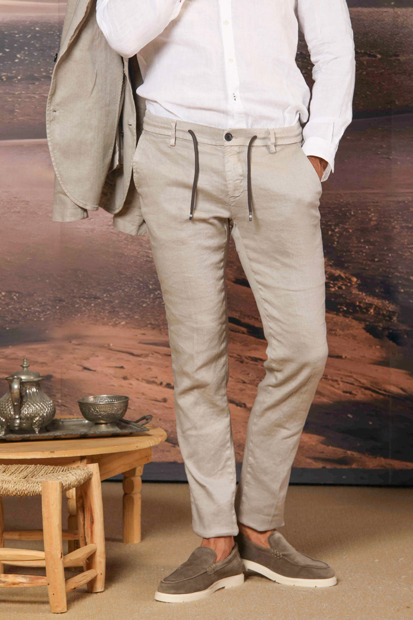 Milano Jogger pantalon homme en twill de lin et coton Extra Slim Fit