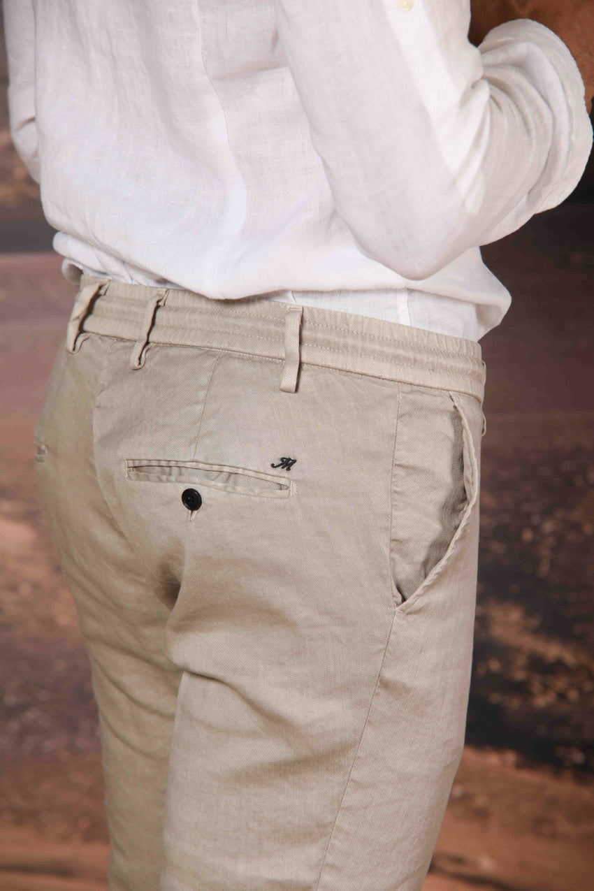 Milano Jogger pantalon homme en twill de lin et coton Extra Slim Fit