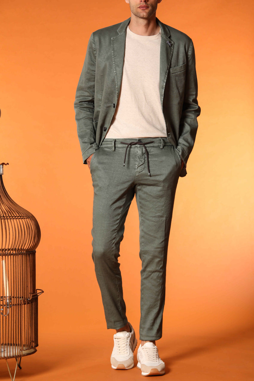 Milano Jogger men's pants in linen and cotton twill extra slim fit