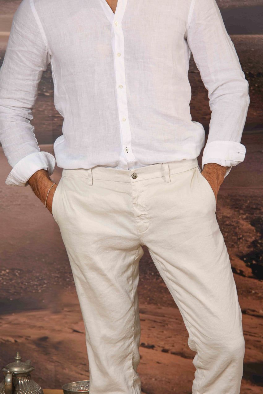 New York men's chino pants in linen and cotton twill regular fit