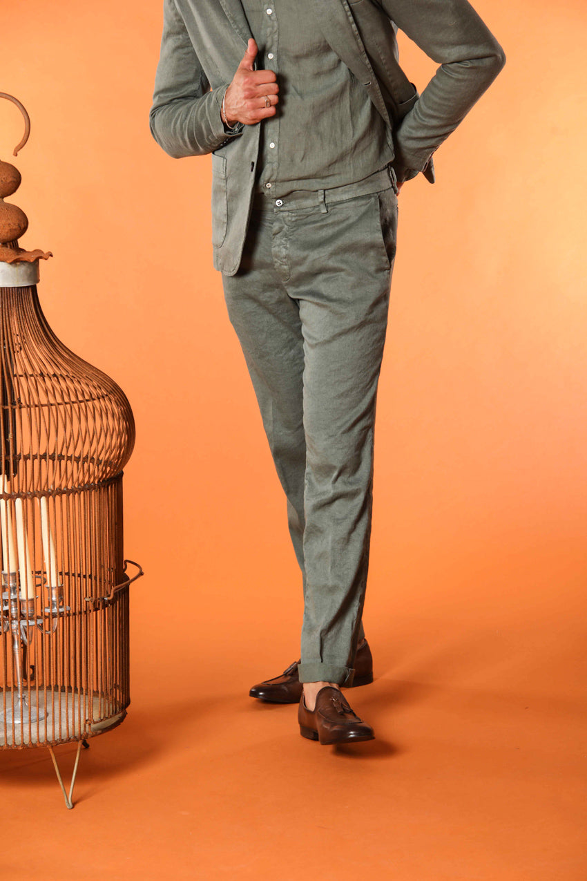 New York men's chino pants in linen and cotton twill regular fit