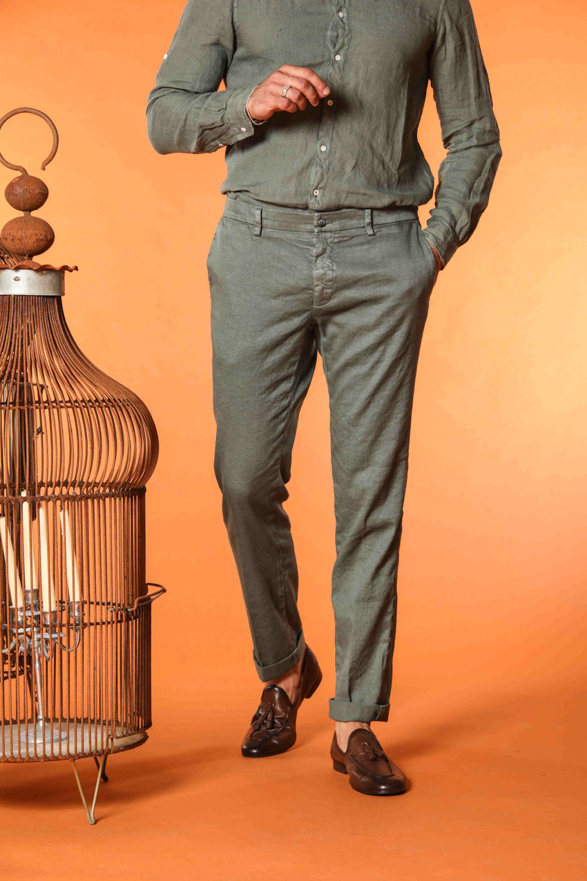 New York men's chino pants in linen and cotton twill regular fit