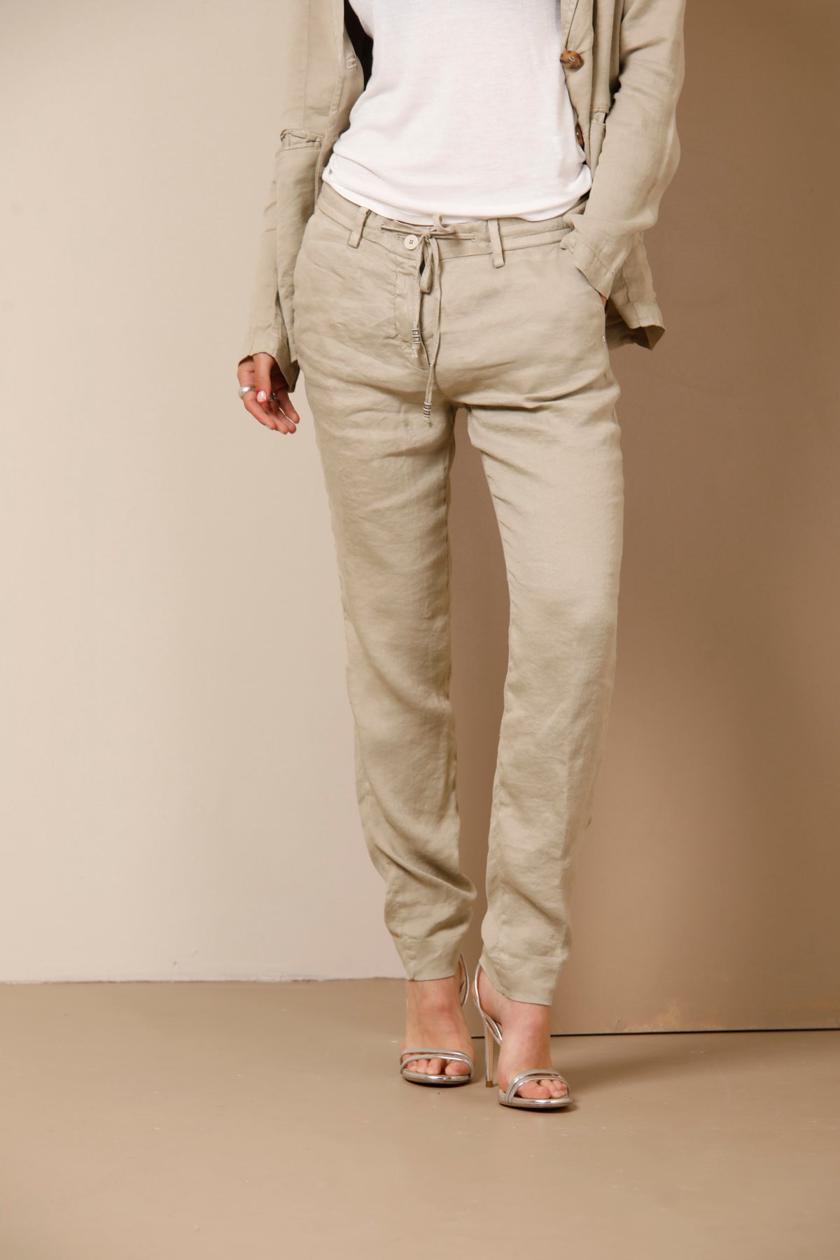 Pantalon chino shop lin femme