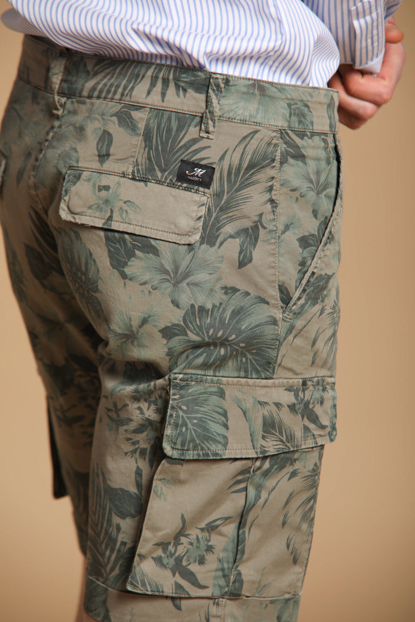 Chile men's cargo bermuda shorts in cotton with Hawaii Tiffany color pattern slim fit 