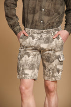 Chile Herren-Cargo-Bermuda aus Baumwoll-Herringbone mit Blumenmuster Slim Fit