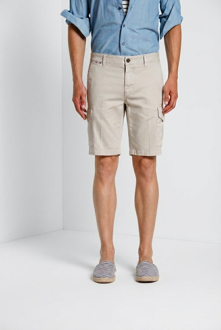 Chile bermuda cargo uomo in raso stretch slim fit ①