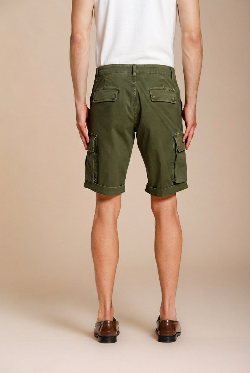 Chile bermuda cargo homme en satin stretch slim fit ①