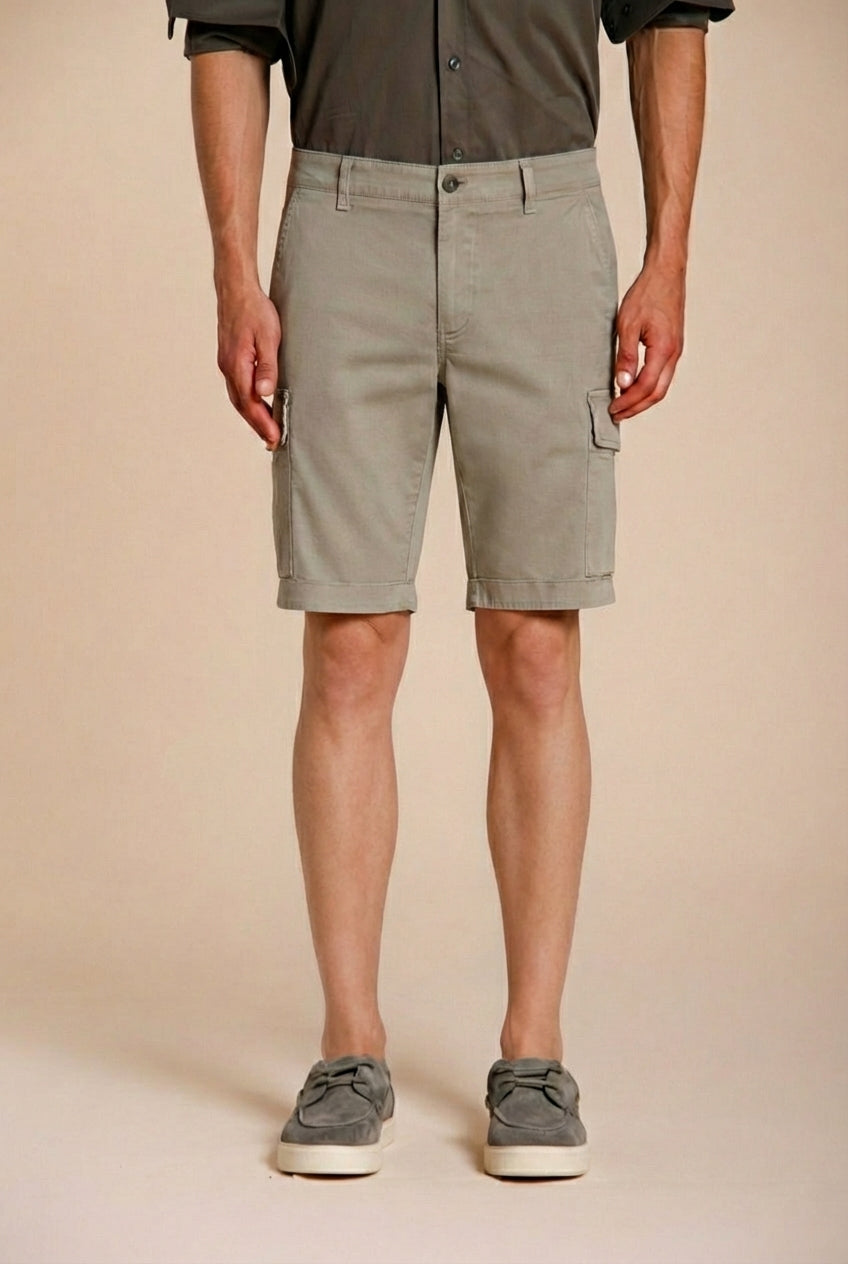 Chile bermuda cargo homme en satin stretch slim fit ①