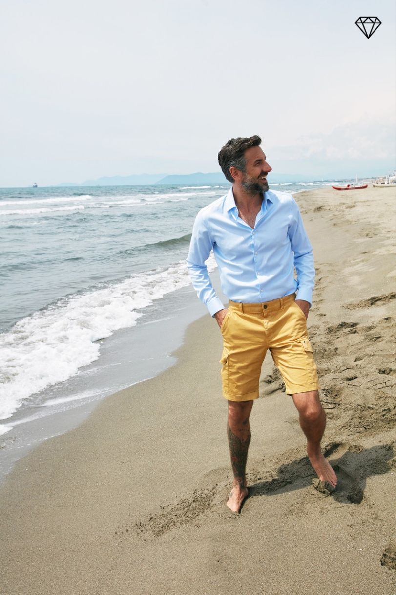 Chile men's cargo bermuda shorts in stretch satin slim fit ①