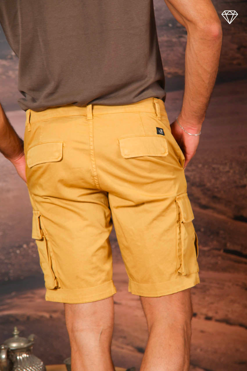 Chile men's cargo bermuda shorts in stretch satin slim fit ①