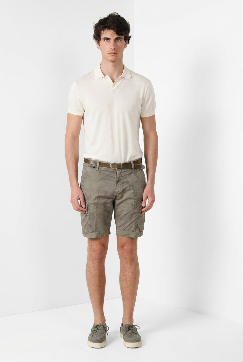 Chile bermuda cargo homme en twill imprimé camouflage slim fit ①