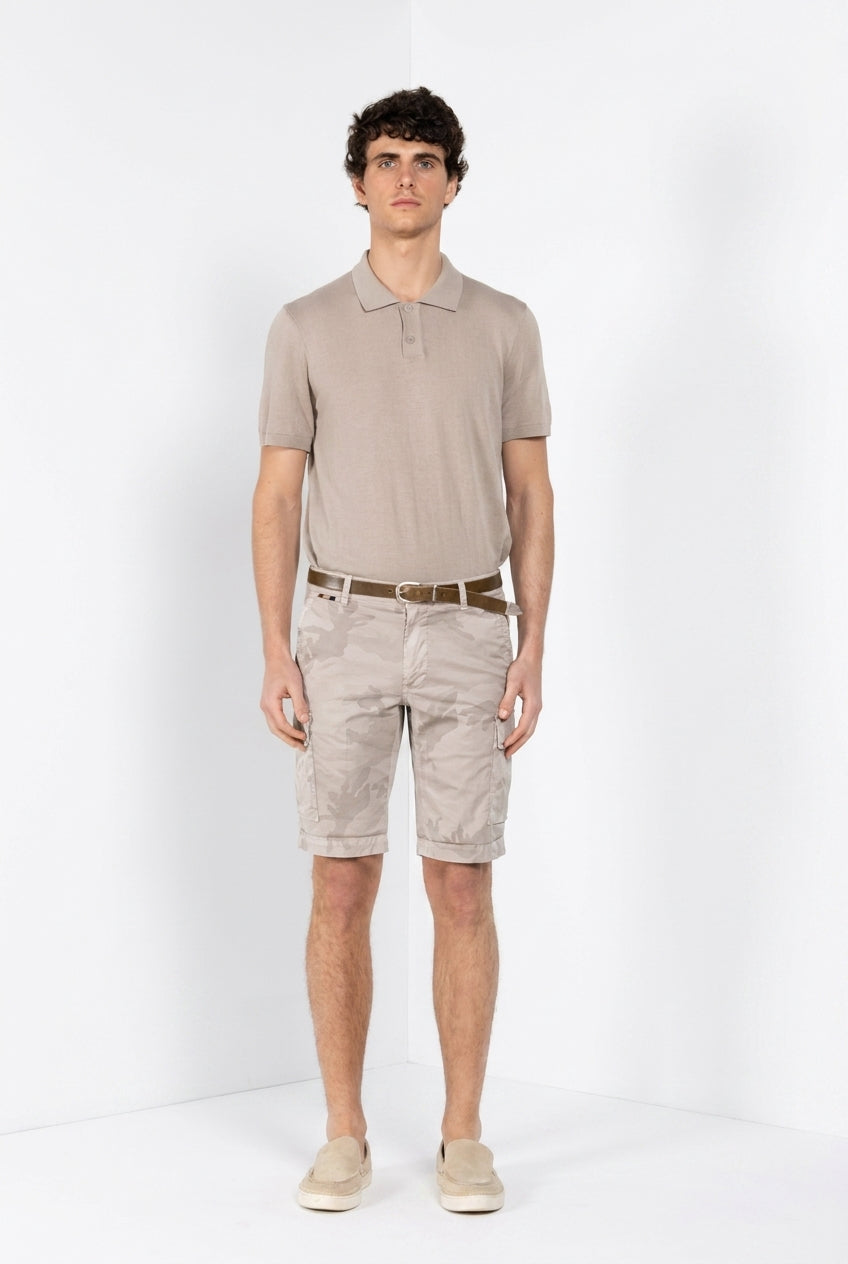 Chile bermuda cargo homme en twill imprimé camouflage slim fit ①