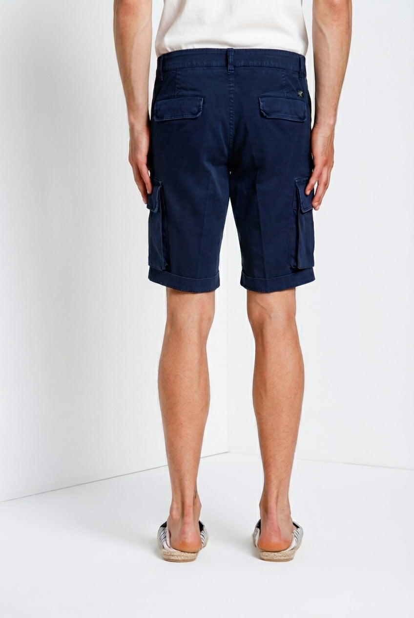 Chile bermuda cargo uomo in raso stretch slim fit  ①
