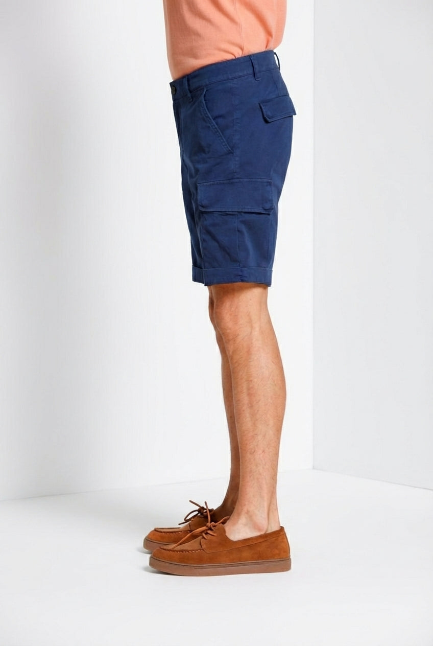 Chile men's cargo bermuda in stretch satin slim fit ①