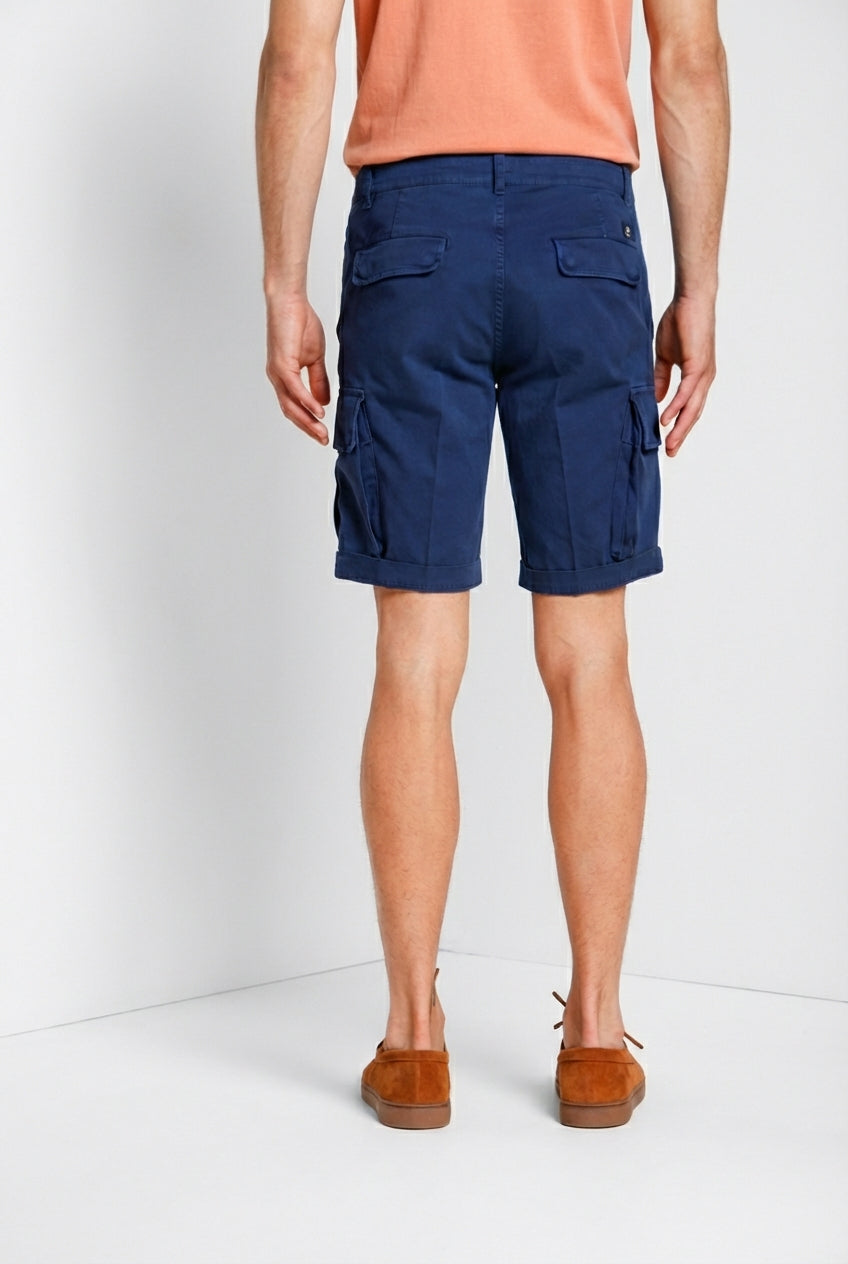 Chile men's cargo bermuda in stretch satin slim fit ①