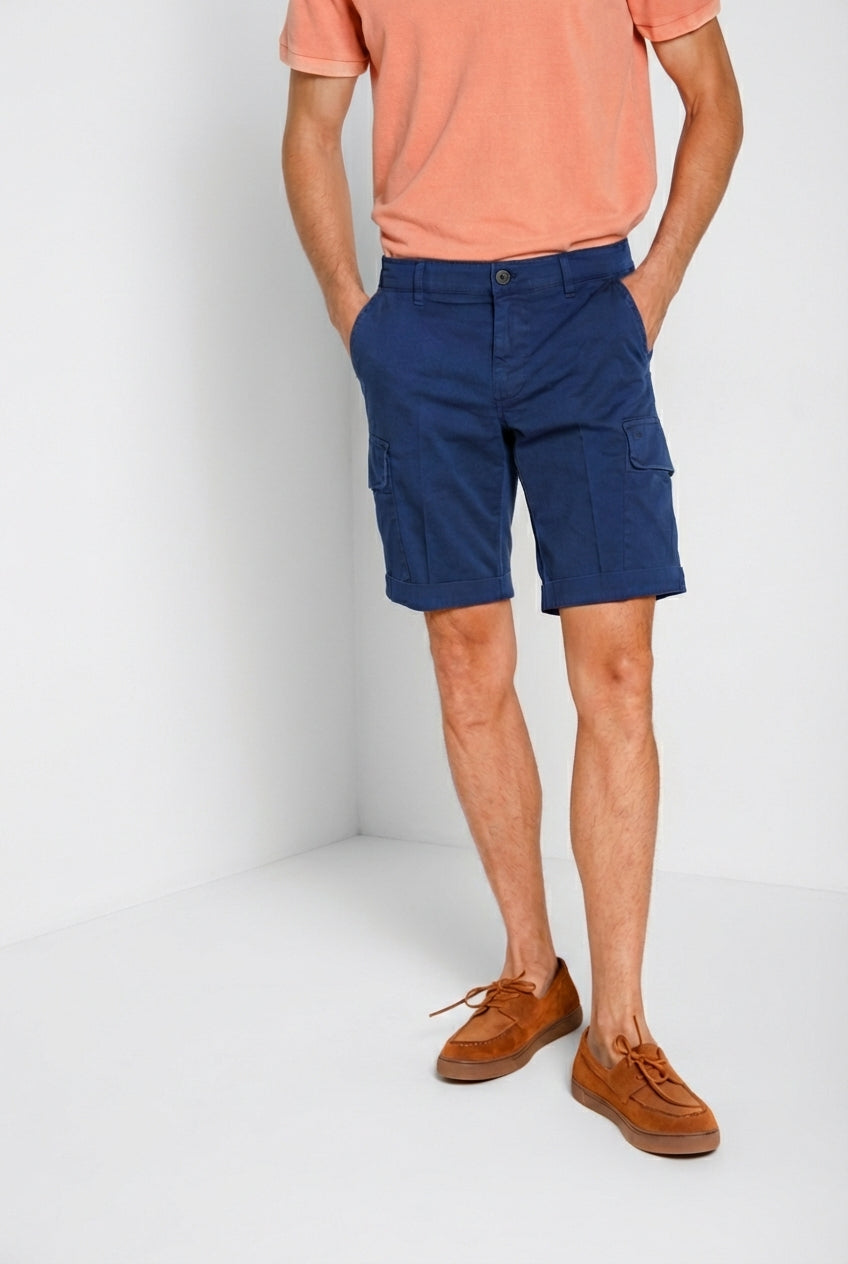Chile men's cargo bermuda in stretch satin slim fit ①