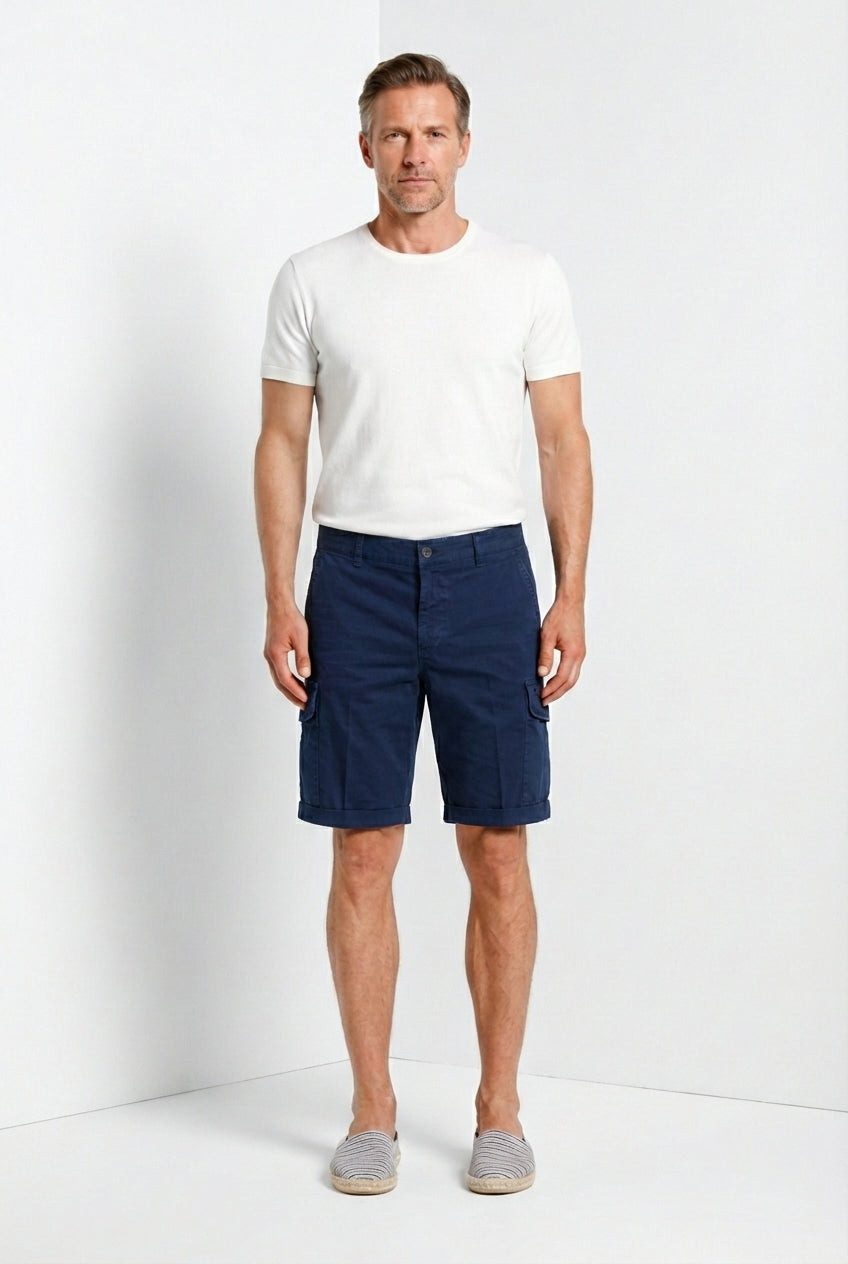 Chile bermuda cargo uomo in raso stretch slim fit  ①