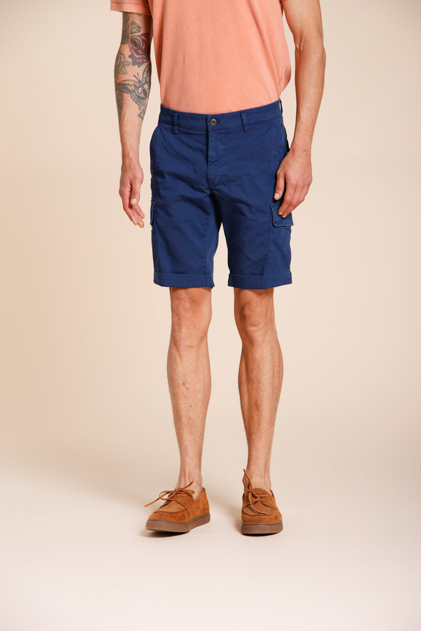 Chile men's cargo bermuda in stretch satin slim fit ①