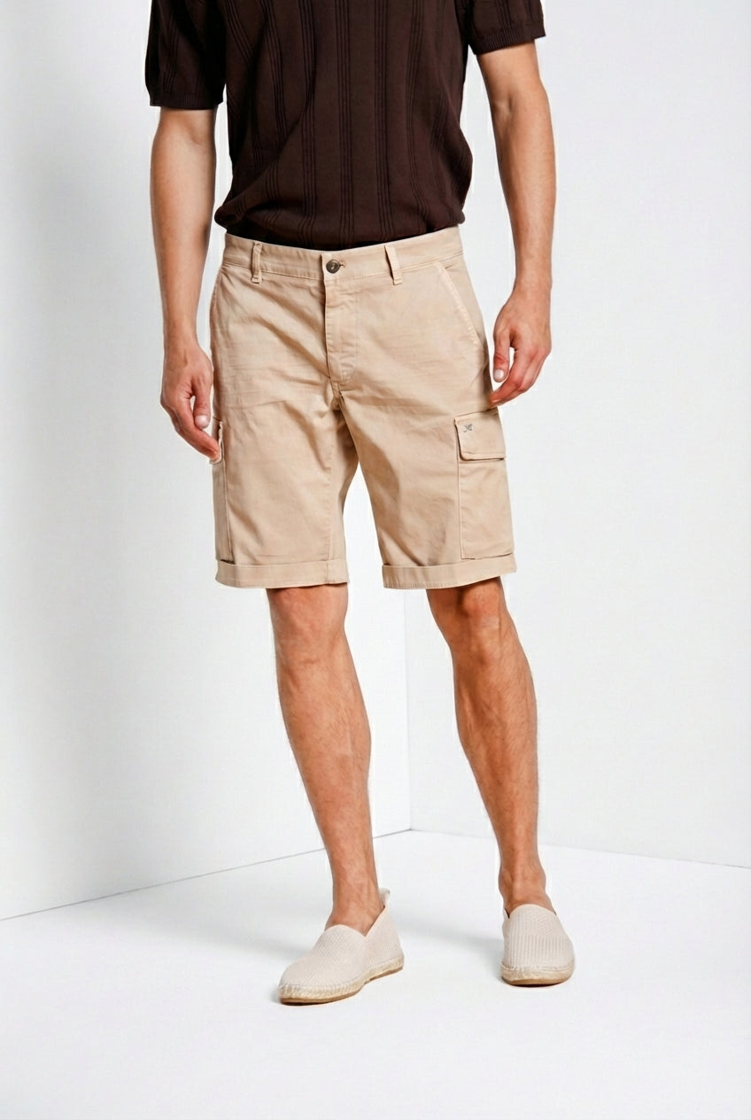 Chile men's cargo bermuda in stretch satin slim fit ①