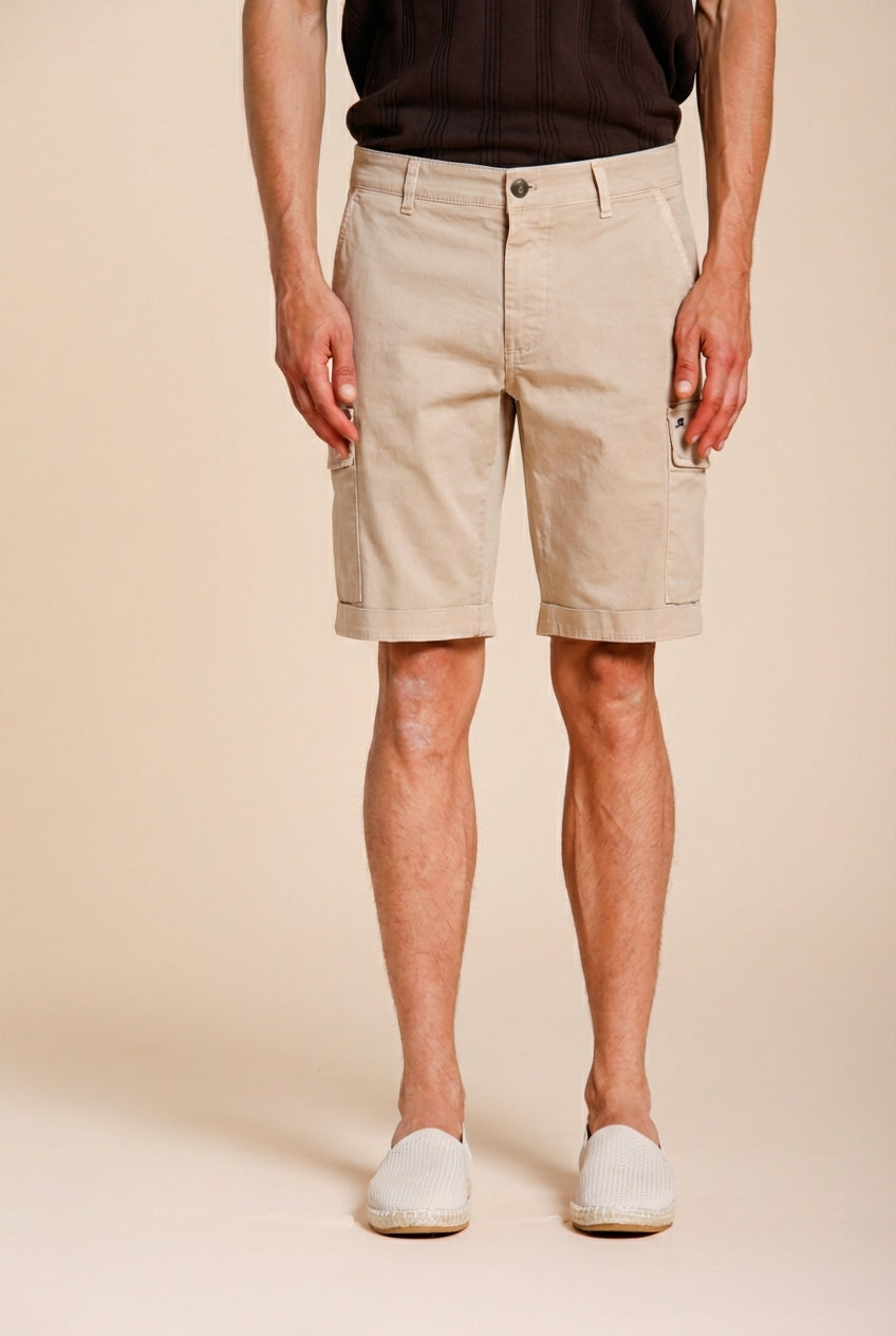 Chile men's cargo bermuda in stretch satin slim fit ①