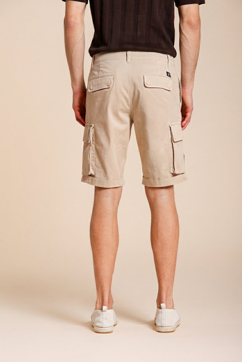 Chile men's cargo bermuda in stretch satin slim fit ①