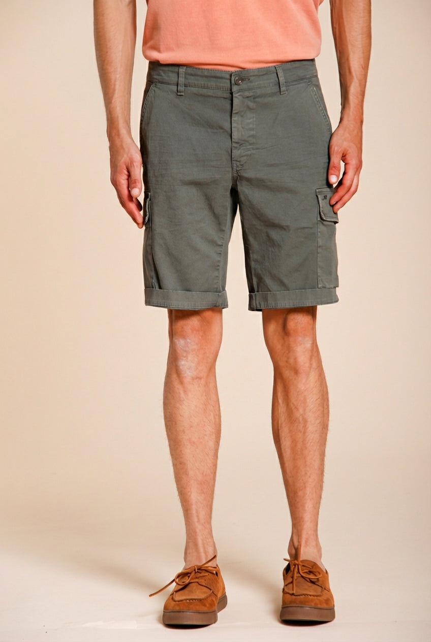 Chile men's cargo bermuda in stretch satin slim fit ①