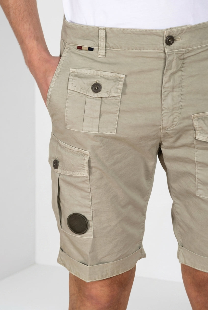 George Coolpocket men's cargo bermuda in stretch gabardine logo edition carrot fit ①