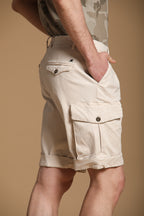 Cargo 22 men's cargo bermuda shorts in stretch cotton-silk gabardine Relaxed fit