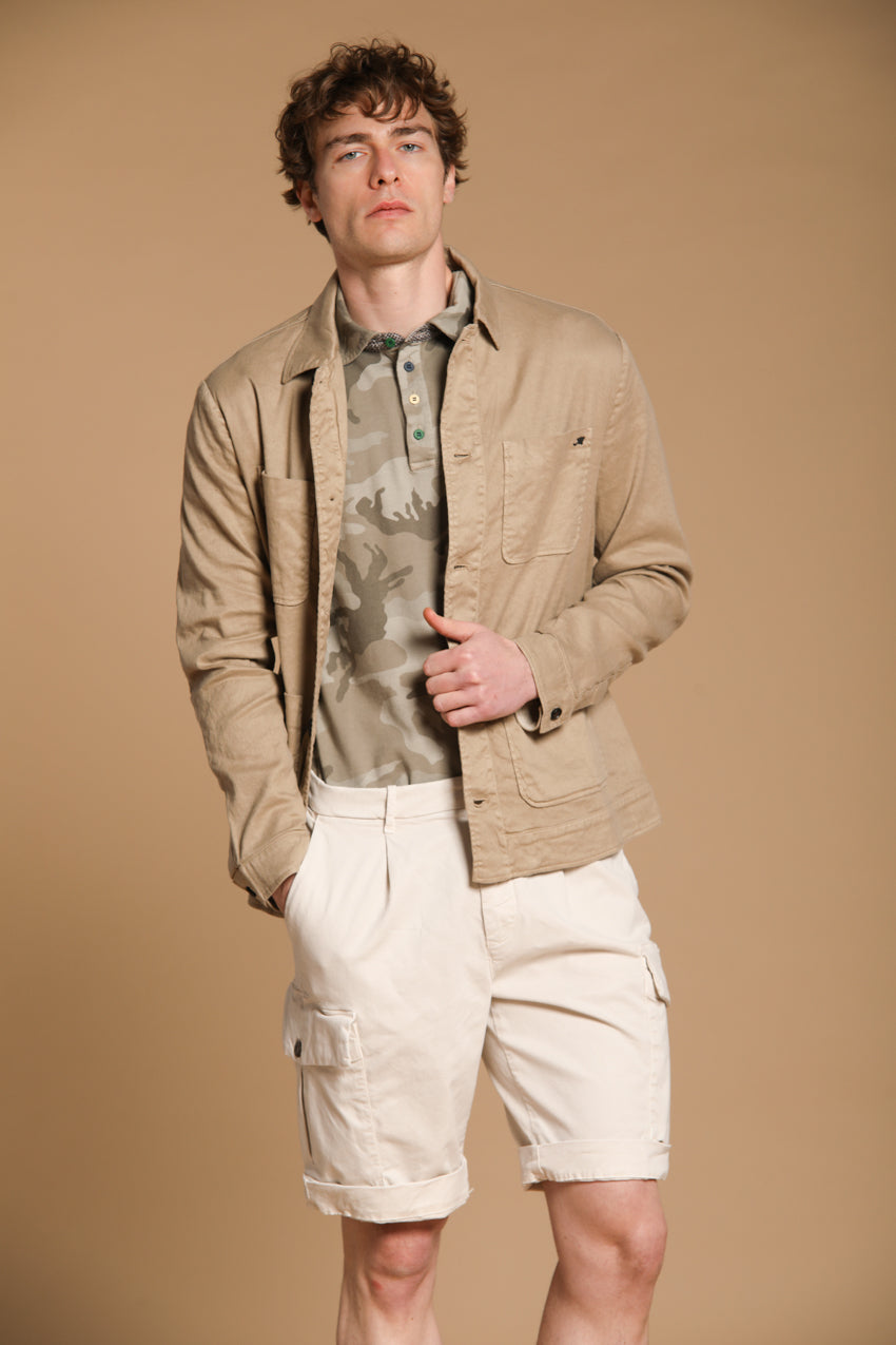 Cargo 22 men's cargo bermuda shorts in stretch cotton-silk gabardine Relaxed fit