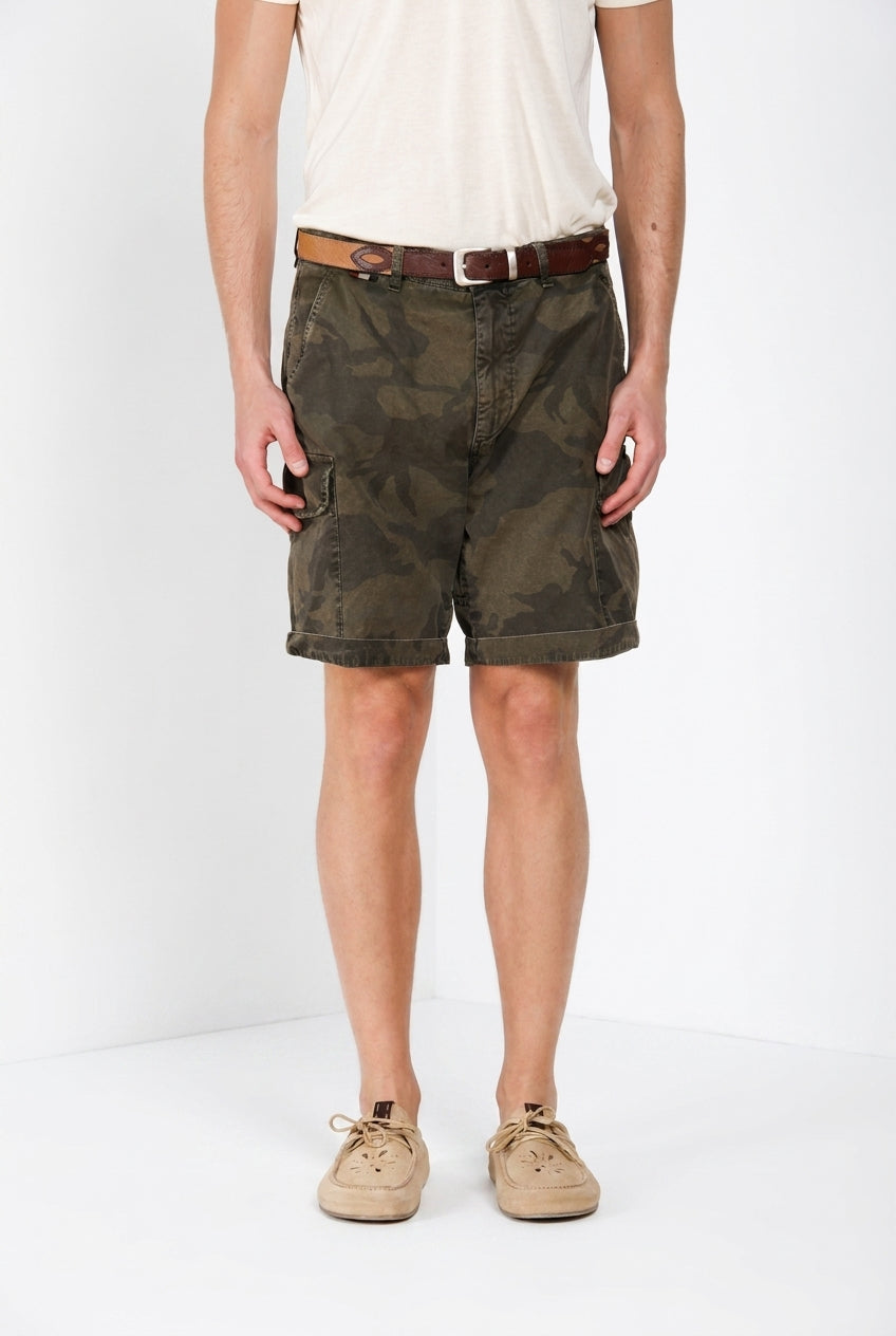Chile M74 bermuda cargo homme en toile imprimé camouflage relaxed fit