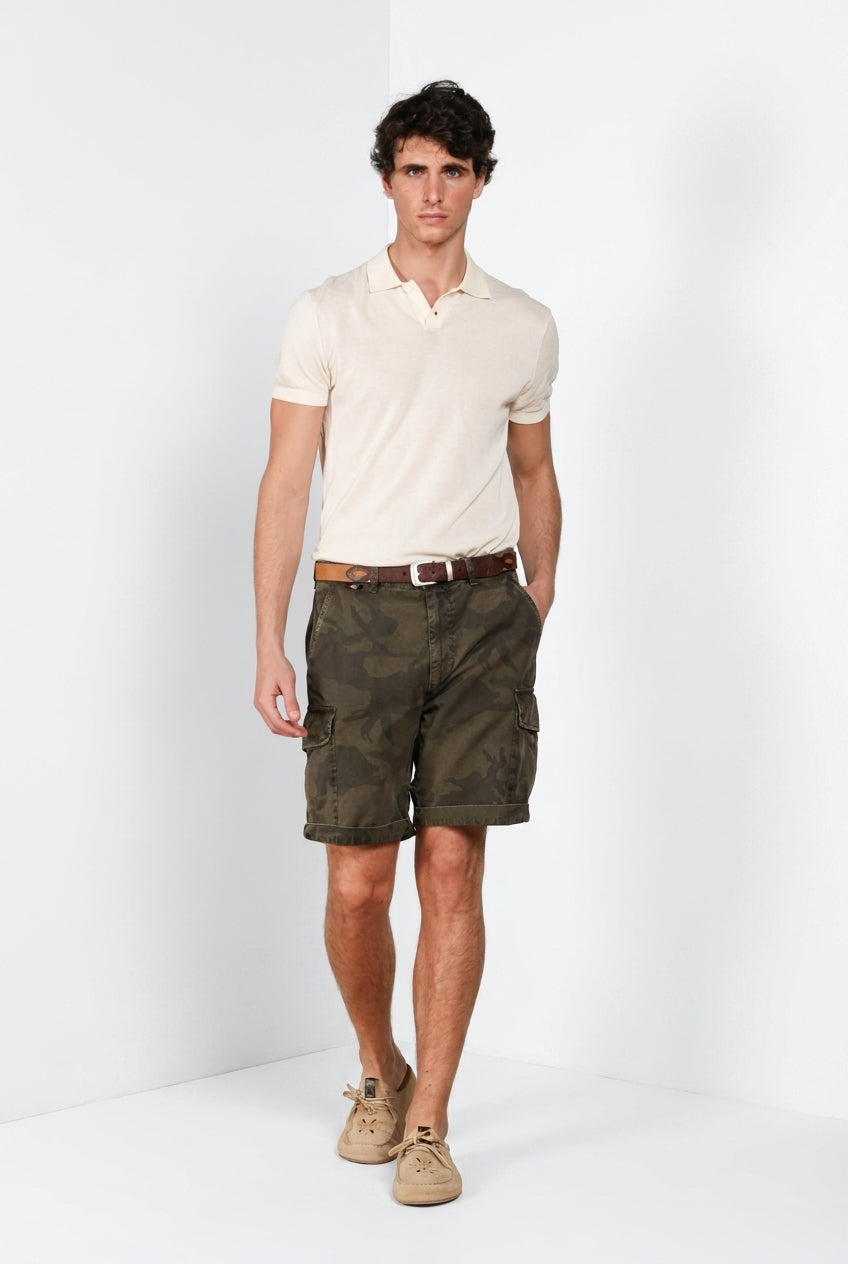 Chile M74 bermuda cargo homme en toile imprimé camouflage relaxed fit