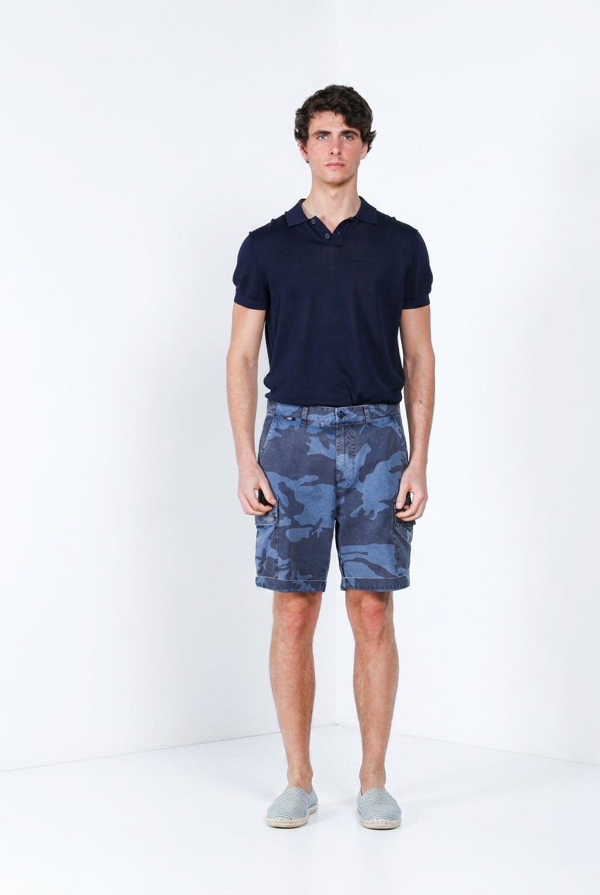 Chile M74 bermuda cargo homme en toile imprimé camouflage relaxed fit