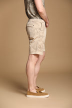 Khinos M74 men's chino bermuda shorts in cotton with white camouflage print relaxed fit