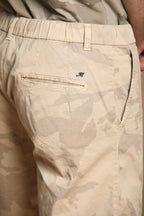 Khinos M74 men's chino bermuda shorts in cotton with white camouflage print relaxed fit