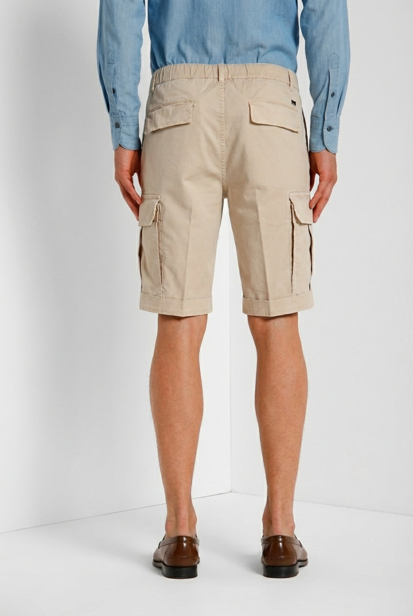 Cargo M74 bermuda cargo uomo in gabardina stretch relaxed fit