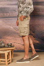 Cargo M74 bermuda cargo uomo in twill di cotone pima relaxed fit