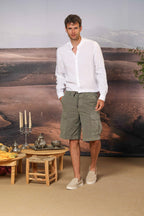 Cargo M74 men's cargo bermuda in oxford cotton canvas relaxed fit