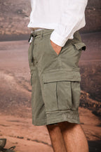 Cargo M74 men's cargo bermuda in oxford cotton canvas relaxed fit