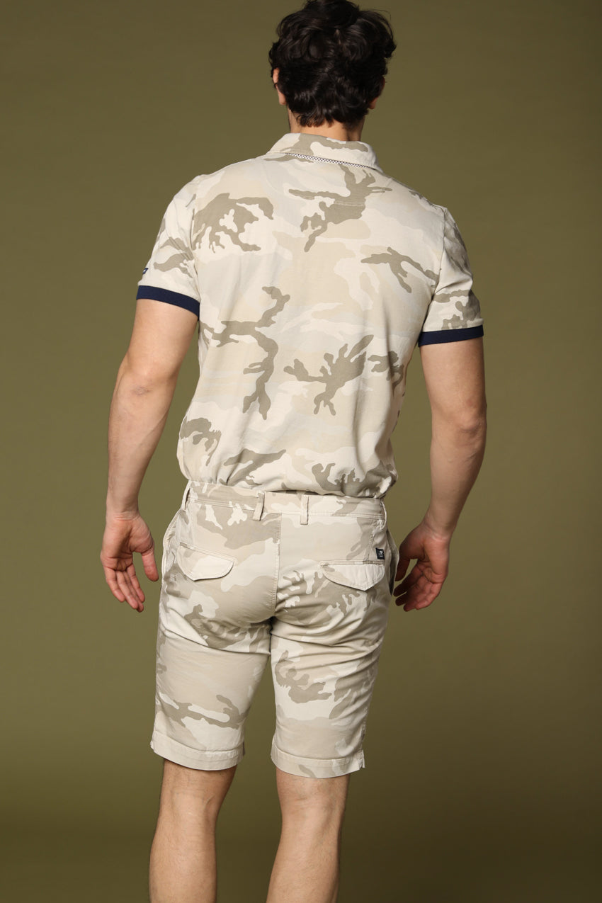 Print Men's Polo in Piqué with white camouflage pattern