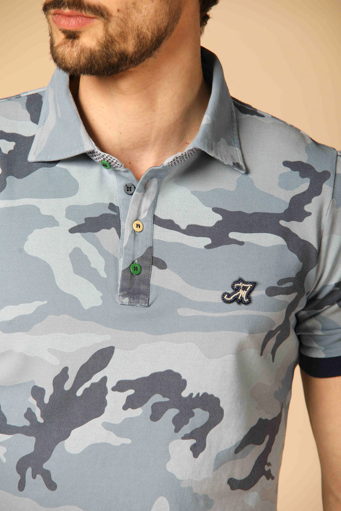 Image 3 de polo pour homme Mason's, modèle Print, motif camouflage de couleur bleu clair, coupe régulière