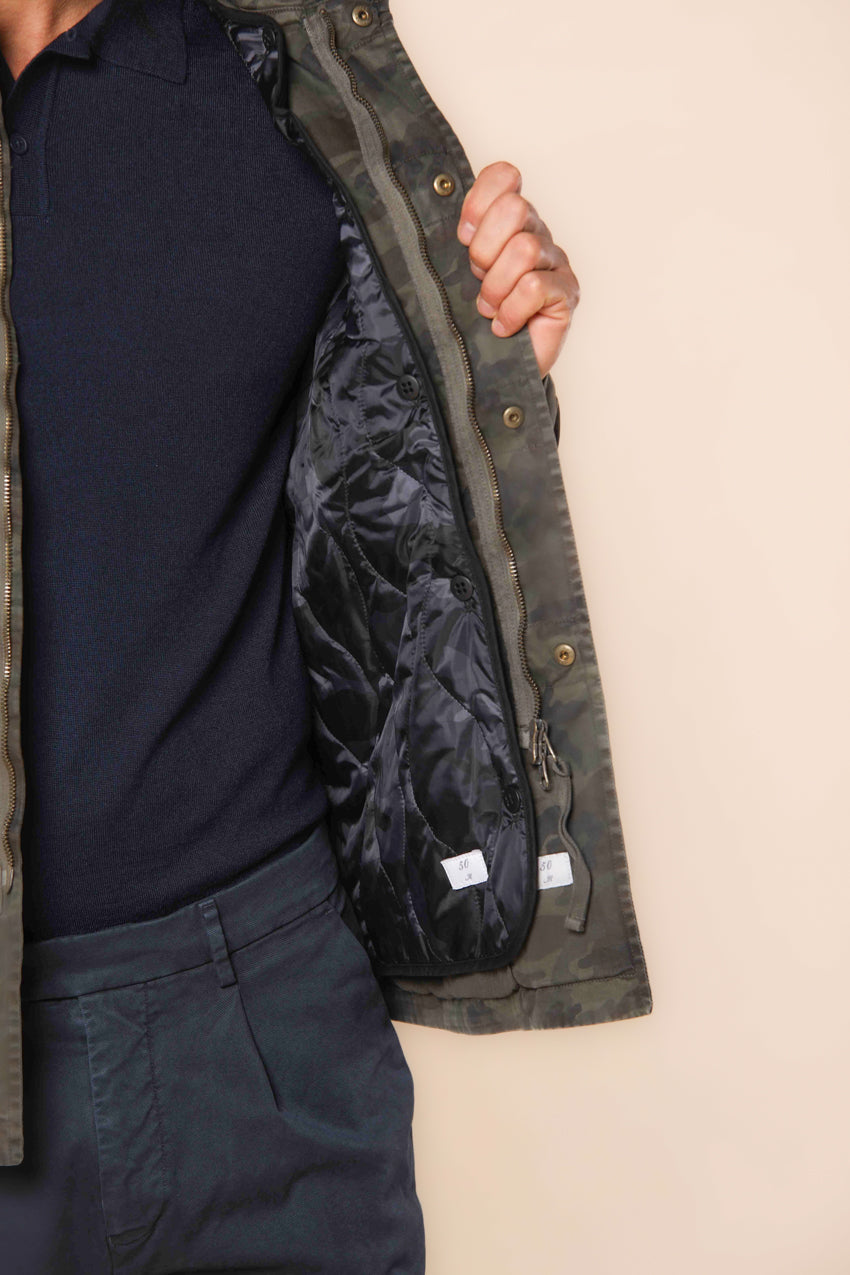 Field Jacket M74 uomo in raso camouflage slim fit